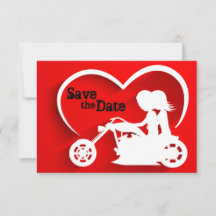 Couple Riding Motorcycle Save the Date Wedding