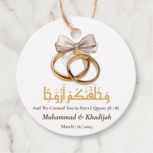 Couple Ring Quote An-Naba 8 Muslim Wedding Nikah Favour Tags
