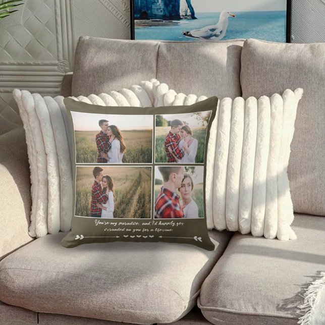 Couple romantique photo collage Jeter oreiller (Créateur téléchargé)