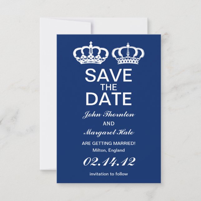 Couple Royal Bleu Save the Date (Devant)