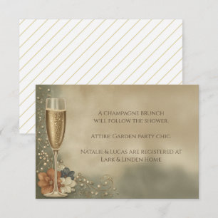 Couple’s Champagne Floral Wedding Shower Enclosure Card
