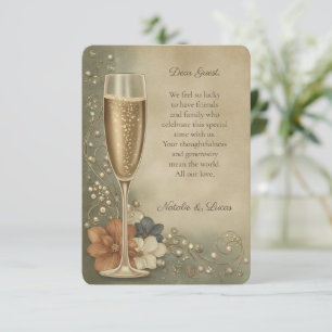 Couple’s Champagne Floral Wedding Shower Thank You Card