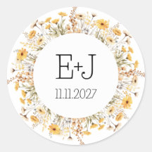 Couple’s initials sticker wildflower wedding