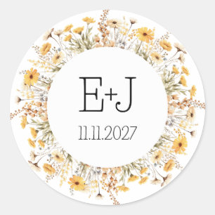 Couple’s initials sticker wildflower wedding