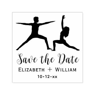 Couple’s Yoga Poses Bride Groom Save the Date Self-inking Stamp