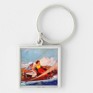 Couple Sailing by R.J. Cavaliere Keychain
