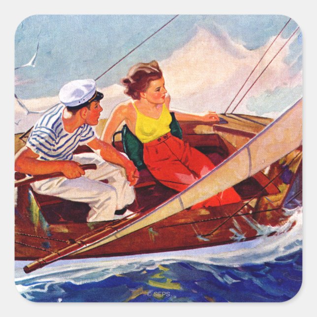 Couple Sailing by R.J. Cavaliere Square Sticker (Front)