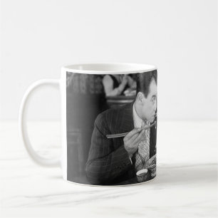 Couple sharing a noodle in a restaurantvintage, fo coffee mug