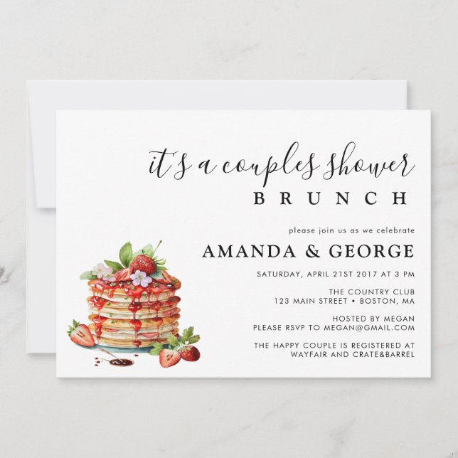 Couple shower brunch pancakes invitation (Front)