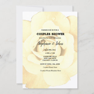 Couple Shower Ivory Floral Rose Flower Wedding Invitation