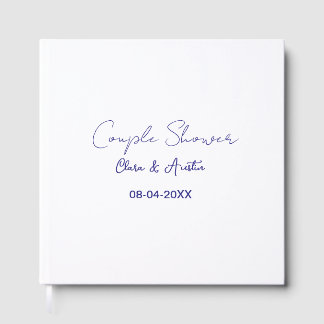couple shower name date purple trendy simple minim guest book
