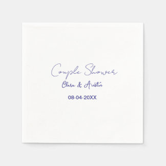 couple shower name date purple trendy simple minim napkin
