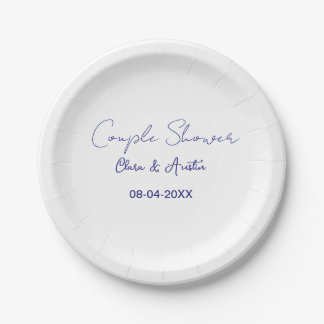couple shower name date purple trendy simple minim paper plate