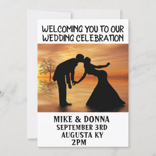 COUPLE SILHOUETTE ART MARIAGE INVITATIONS