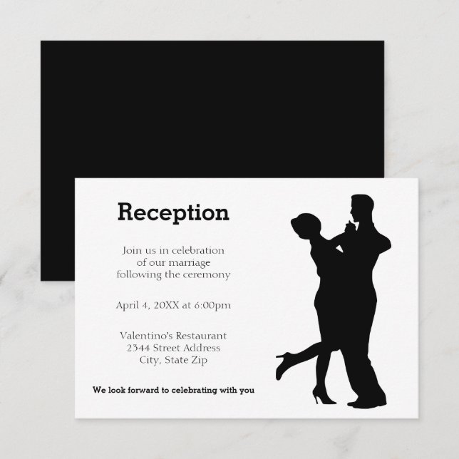 Couple Silhouette Moderne - Invitation de Réceptio (Devant / Derrière)