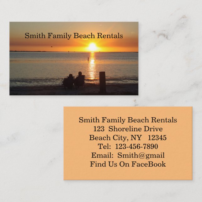Couple Sit On Beach At Sunset Business Card (Front/Back)