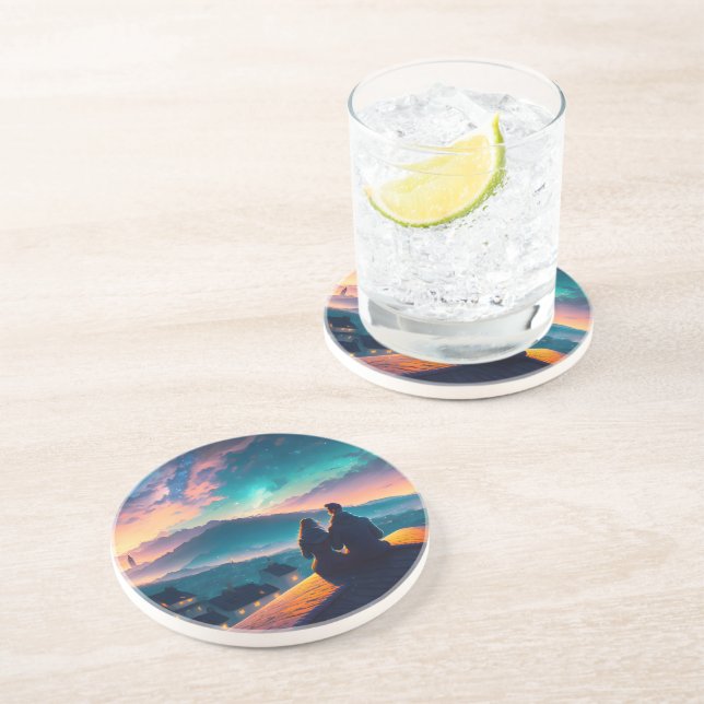 Couple Sitting On The Roof Coaster (Side)