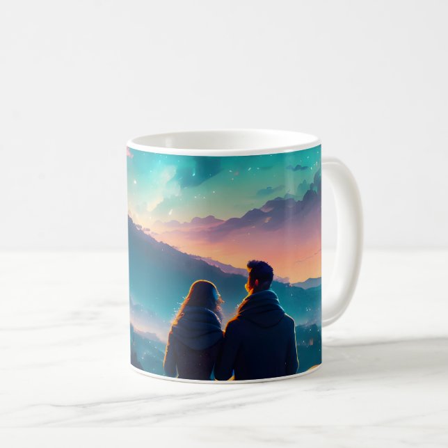 Couple Sitting On The Roof Coffee Mug (Front Right)