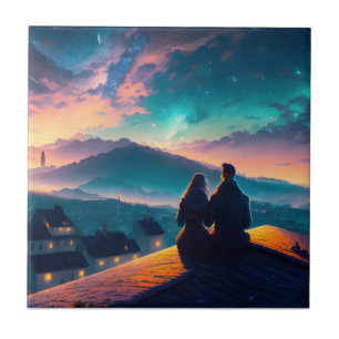 Couple Sitting On The Roof Tile