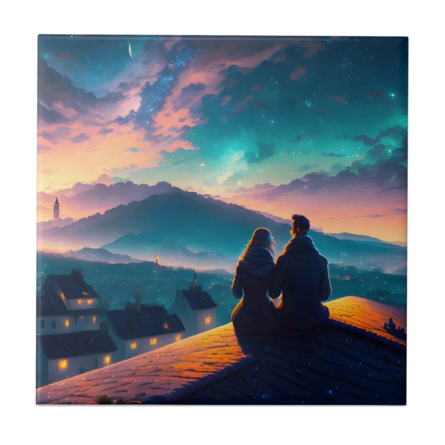 Couple Sitting On The Roof Tile (Front)