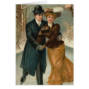 Couple skating, a vintage scene