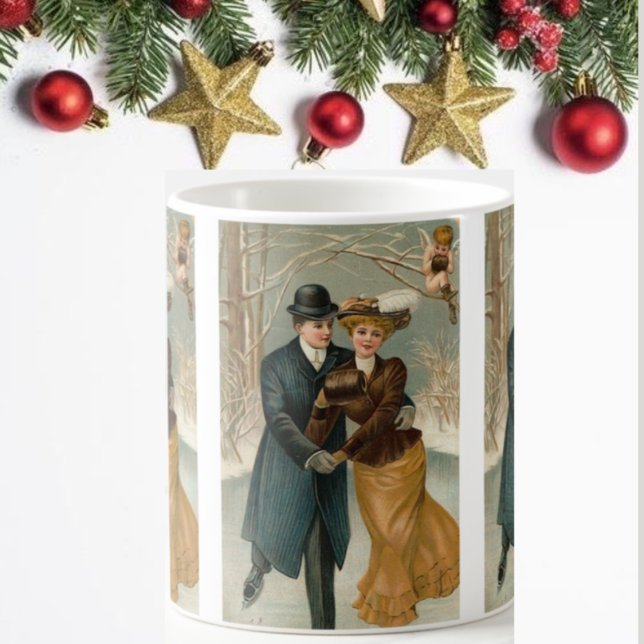 Couple skating, a vintage scene coffee mug (Creator Uploaded)
