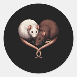 Couple Small Rodent Pet Happy Heart Love Cute Rat  Classic Round Sticker