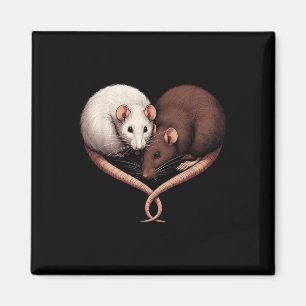 Couple Small Rodent Pet Happy Heart Love Cute Rat  Magnet