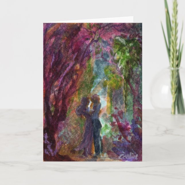 "Couple sous un arbre violet". Carte de vœux (Devant)