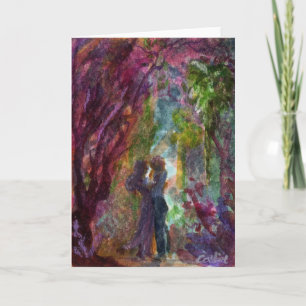 "Couple sous un arbre violet." Carte de vœux
