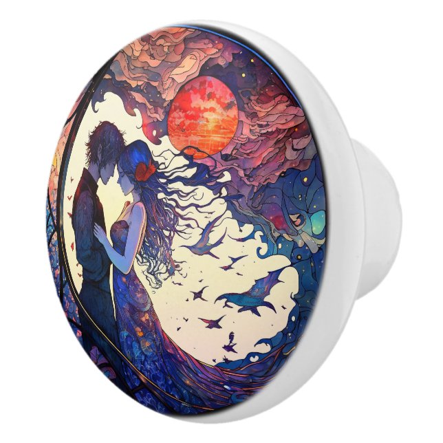 Couple Stained Glass Ceramic Knob (Right)
