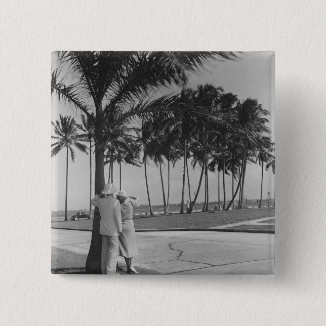 Couple Standing Under Tree 2 Inch Square Button (Front)
