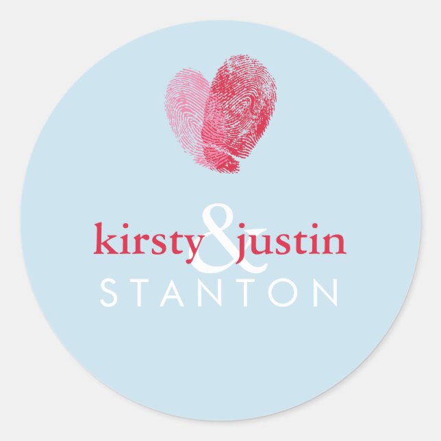 COUPLE STICKER SEAL cute wedding fingerprint heart (Front)