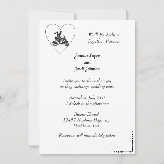 Couple sur Faire-part de mariage moto (Devant)