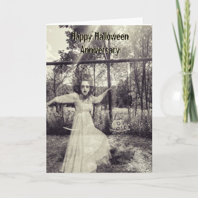 Couple sur la carte d'anniversaire Swing Halloween (Devant)