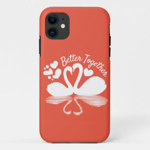 Couple Swan Silhouette Reflection in the Water iPhone 11 Case