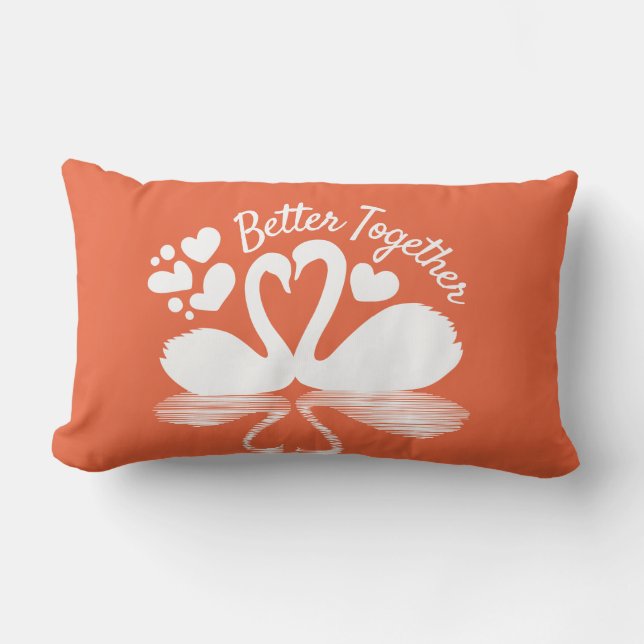 Couple Swan Silhouette Reflection in the Water  Lumbar Pillow (Front)