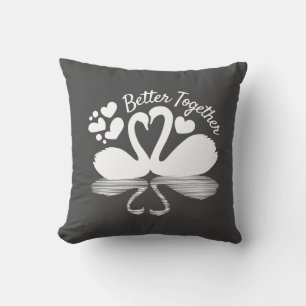 Couple Swan Silhouette Reflection in the Water Throw Pillow