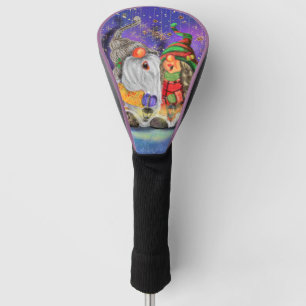 Couple Sweet Gnomes Singing Happy Christmas Song Golf Head Cover