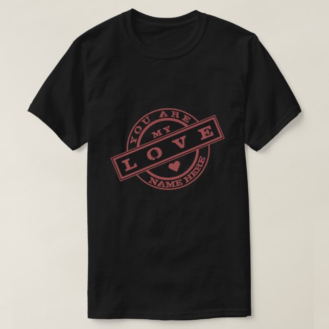 Couple T-Shirt with Text Stamps - Customizable (Design Front)