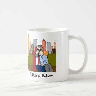 Couple taking selfie- personalized cartoon mug