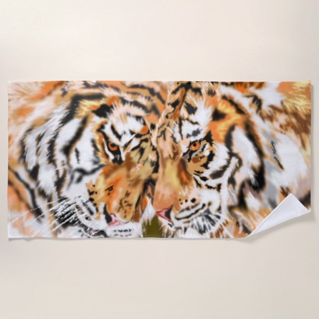 Couple Tiger Beach Towel (Front)