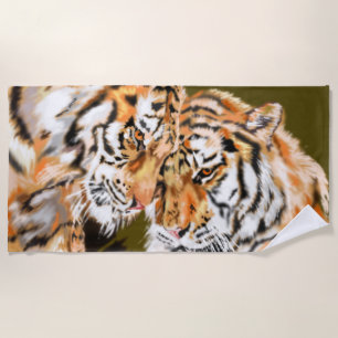 Couple Tiger Beach Towel