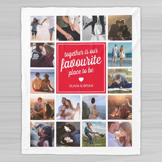 Couple Together Photo Collage Fleece Blanket (Creator Uploaded)