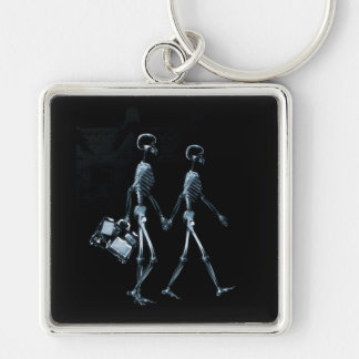 Couple Travelling X-Ray Vision Skeletons - Blue Keychain