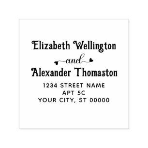 Couple Two Name Fancy Heart“and” #1 Return Address Self-inking Stamp