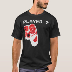 Couple Valentine Gamer Player Two 2 Game Controlle T-Shirt