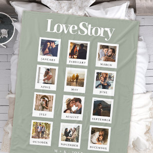 Couple Valentines Day Anniversary Love Story Photo Fleece Blanket