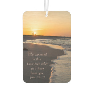 Couple Walking Beach At Sunrise John 15 12 Air Freshener