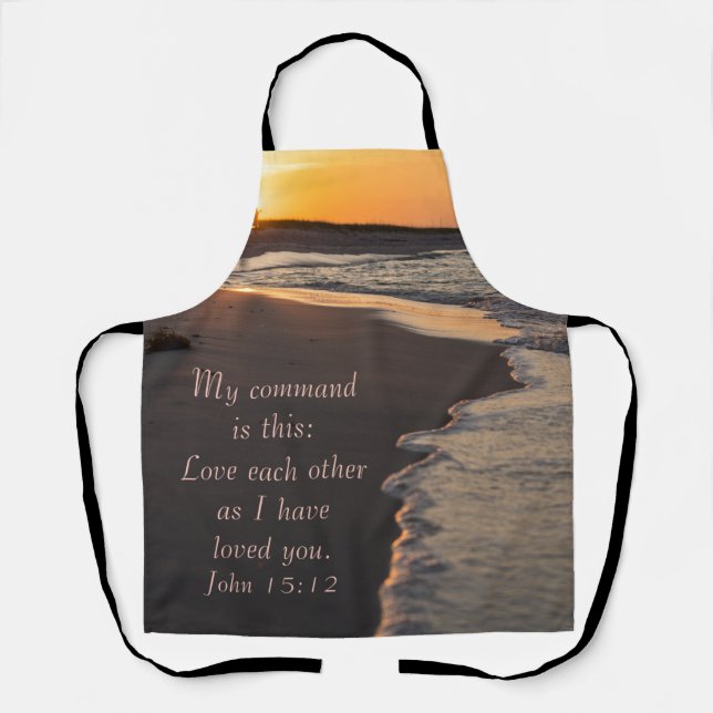 Couple Walking Beach At Sunrise John 15 12 Apron (Front)